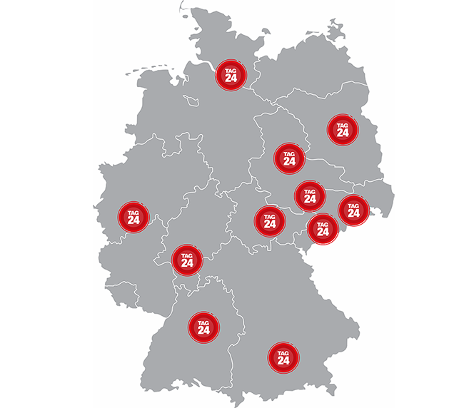 Karte der TAG24 Redaktionen